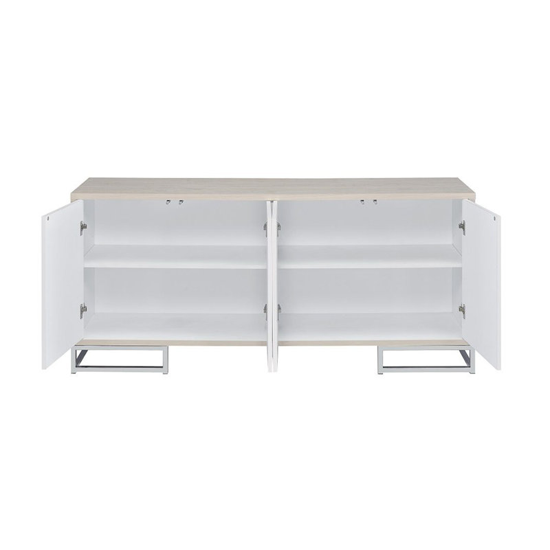 Armoire console blanche à motif de marbre avec 4 portes