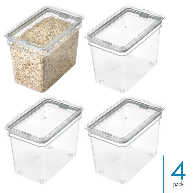 Panier de rangement moyen avec couvercle hermétique pour rangement de cuisine ou garde-manger iDesign - ensemble de 4 - transparent