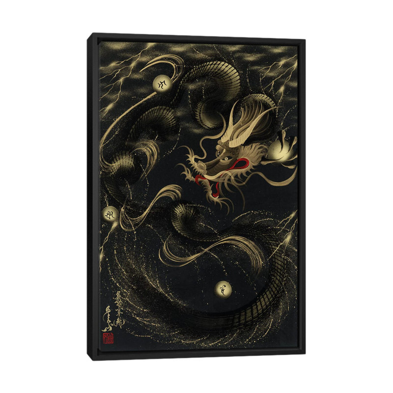 «Thunder Black Dragon» - reproduction, H 60 po x l 40po x P 1,5 po, Toile avec cadre noir