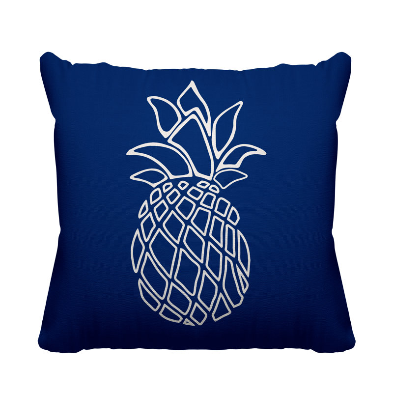 Housse de coussin d'extérieur carré Calico, H 17 po x l 17 po, Bleu marine