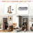 Mid-century Multi-use Extenable Cabinet Desk With Storage Peg Board, Storage Cabinet With Sliding Glass Doors, Led Light, Free Cat Cushion And Cat Toy