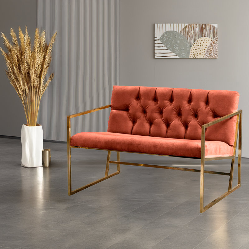 2-Seat Sofa, Tile Red, Gold
