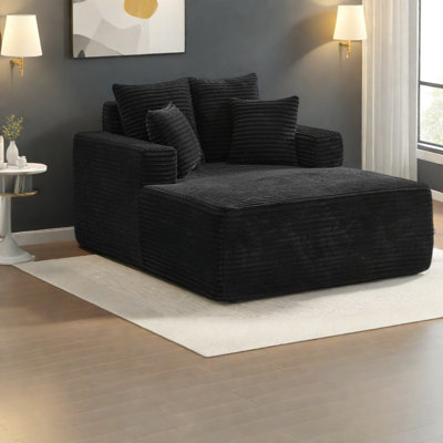Modern Corduroy Sofa Bed, Plush Upholstered Deep Seat With Pillows For Living Room