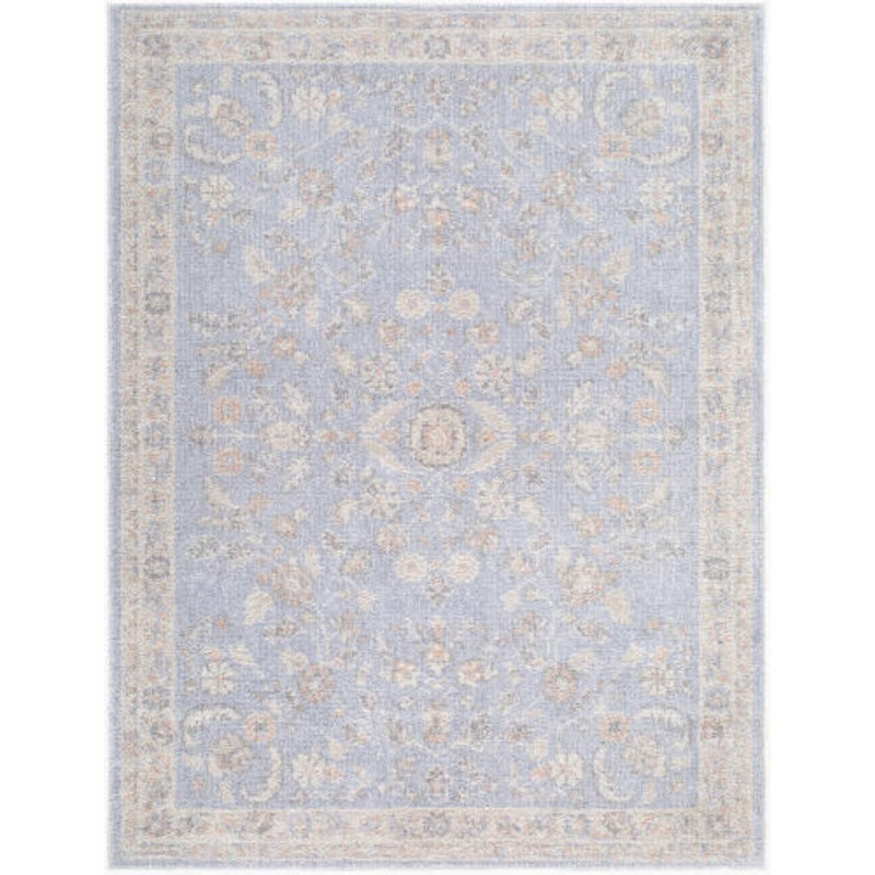 Jazz Machine Woven, Cream/Ivory/Gray/Blue, Rectangle 7'10" x 10'