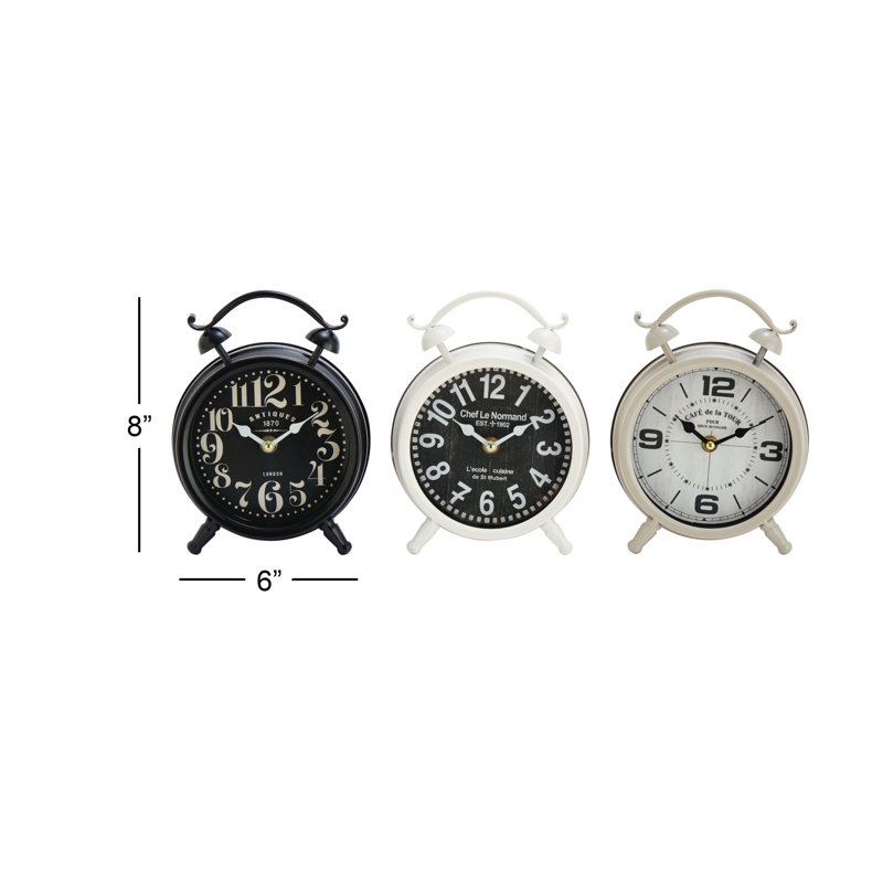 Horloge de table analogique à quartz en métal