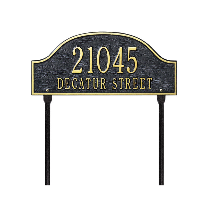 Admiral 2-Line Lawn Address Sign, Bronze and Gold, Yes