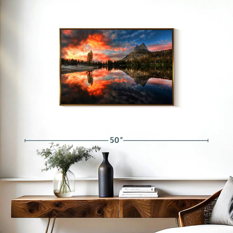 Coucher de soleil au parc Yosemite, Cadre flottant doré, 31 po x 21 po
