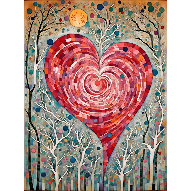 «Ethereal Love - Mosaic Heart», art mural sur toile, H 16 po x l 12 po