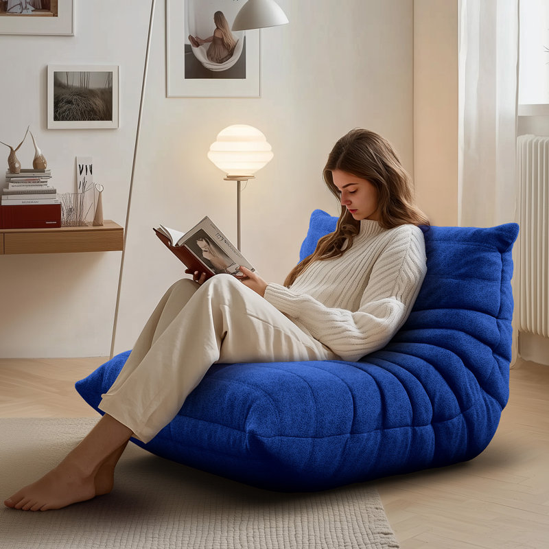 Armless Bean Bag Sofa Chair, Memory Foam Lounge, Cozy Fireside Seat,Lazy Floor Lounger- Perfect For Bedroom, Study, Or Living Room