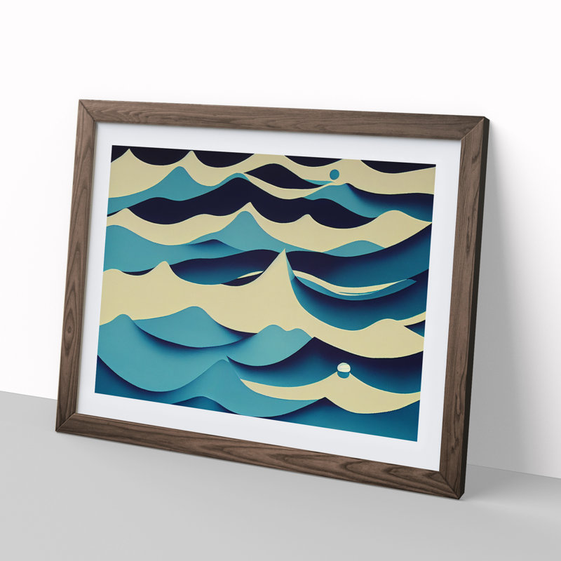 Abstract Ocean Wave Vol.3 - Framed Print, 25cm H x 34cm W x 2cm D, Walnut