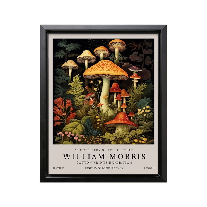 William Morris - Champignons No1, Black Framed, Canvas, 11"H x 14"W