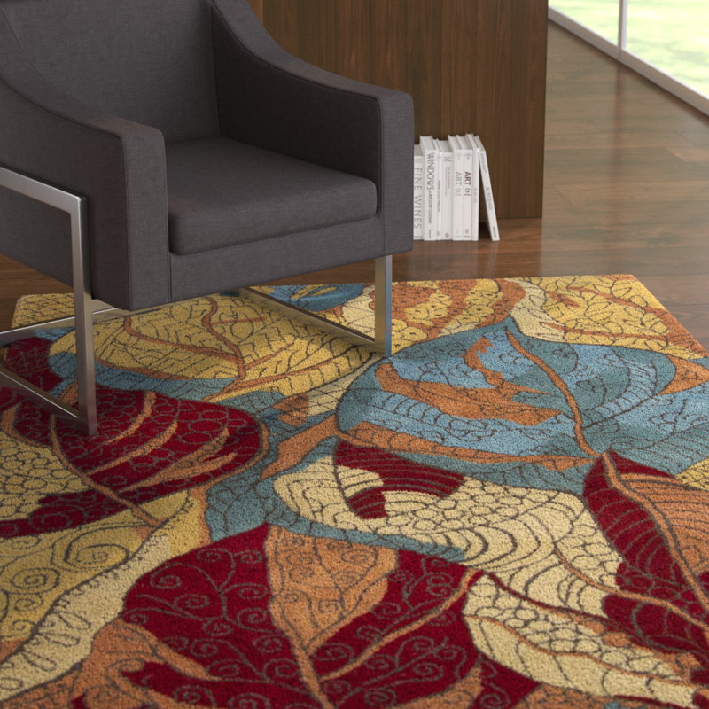 Wool Floral Indoor Rug, Rectangle 5' x 7'