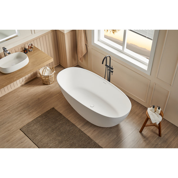 70.87'' x 32.28'' Freestanding Soaking Solid Surface Bathtub