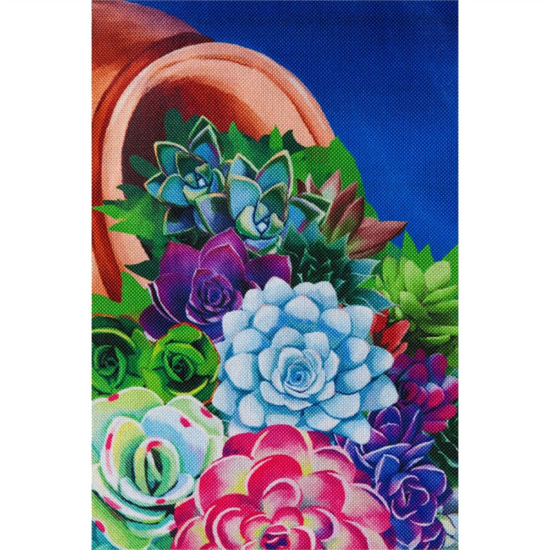 Drapeau de jardin en toile de jute 19 x 12 po Cascading Succulents