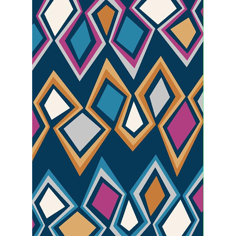 Tapis bleu marine / jaune Petitt, Rectangle 3 pi 9 po x 5 pi 3 po