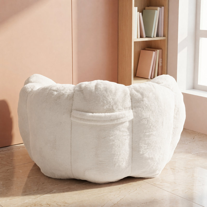 Fauteuil à billes Petal, White Microsuede