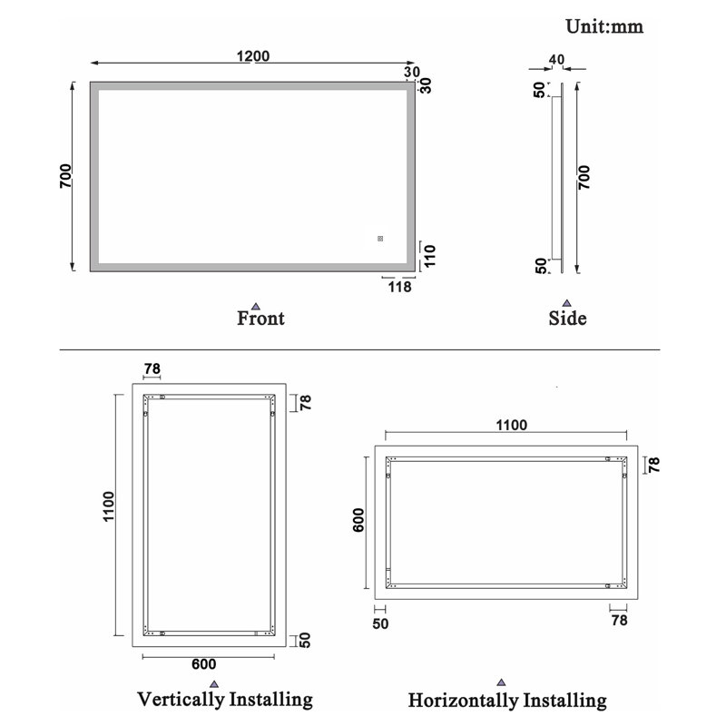 Clatie Rectangle Mirror, 120cm x 70cm
