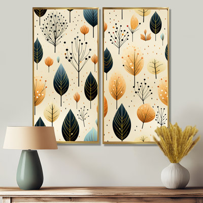 Modern Leaf Patterns - Blue Wall Art