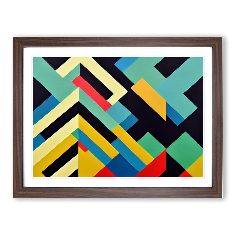 Engaging Abstract - Single Picture Frame Print, 46cm H x 64cm W x 2cm D, Walnut Framed