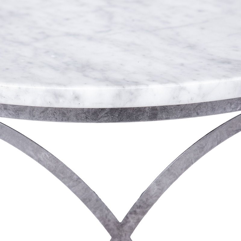 New Orleans Marble Drum End Table, Royal Silver