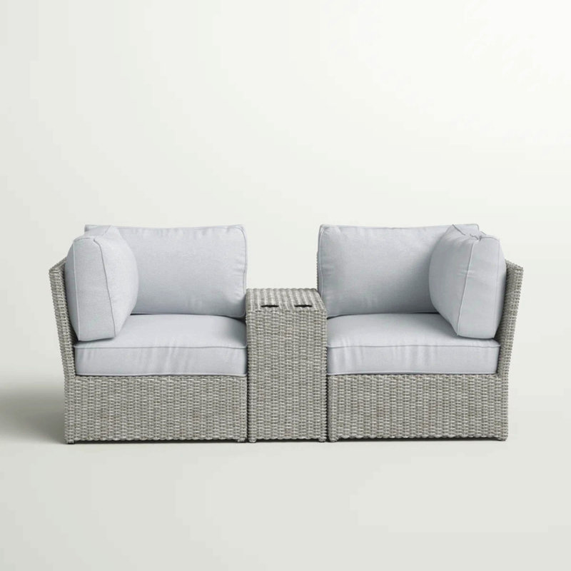 Fully Assembled 2-Person Wicker Patio Sofa Seating Group With Cushions