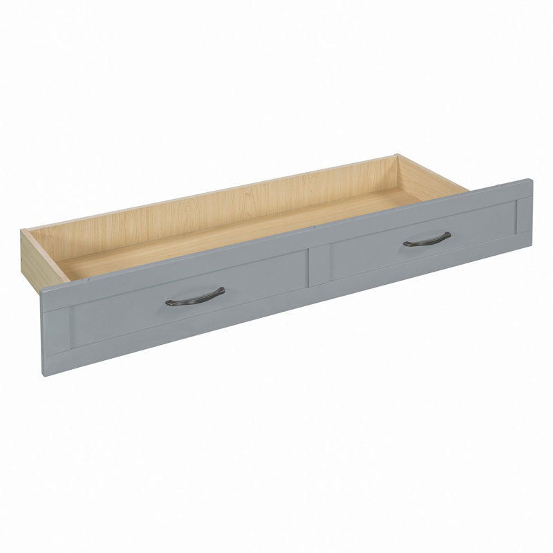 Lit escamotable avec grands tiroirs Murphy, Gris, Lit double