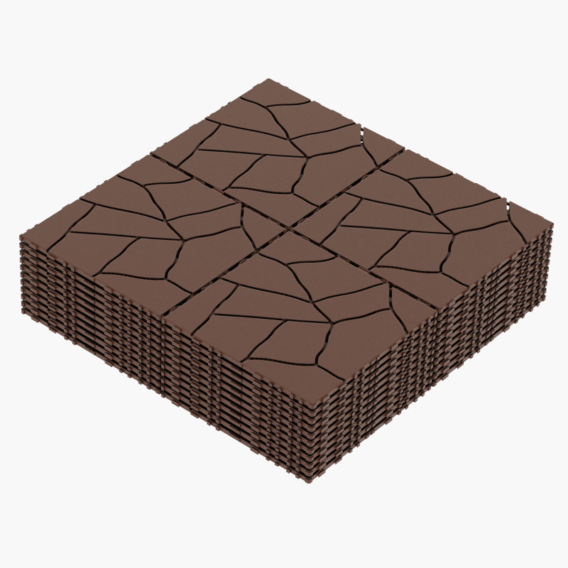 Carreaux de terrasse pour patio à emboîtement de style pierre de 12 po x 12 po (ensemble de 44 pièces) - Polypropylène écologique PP, intérieur / extérieur, sans outil pour la piscine, le balcon et la cour