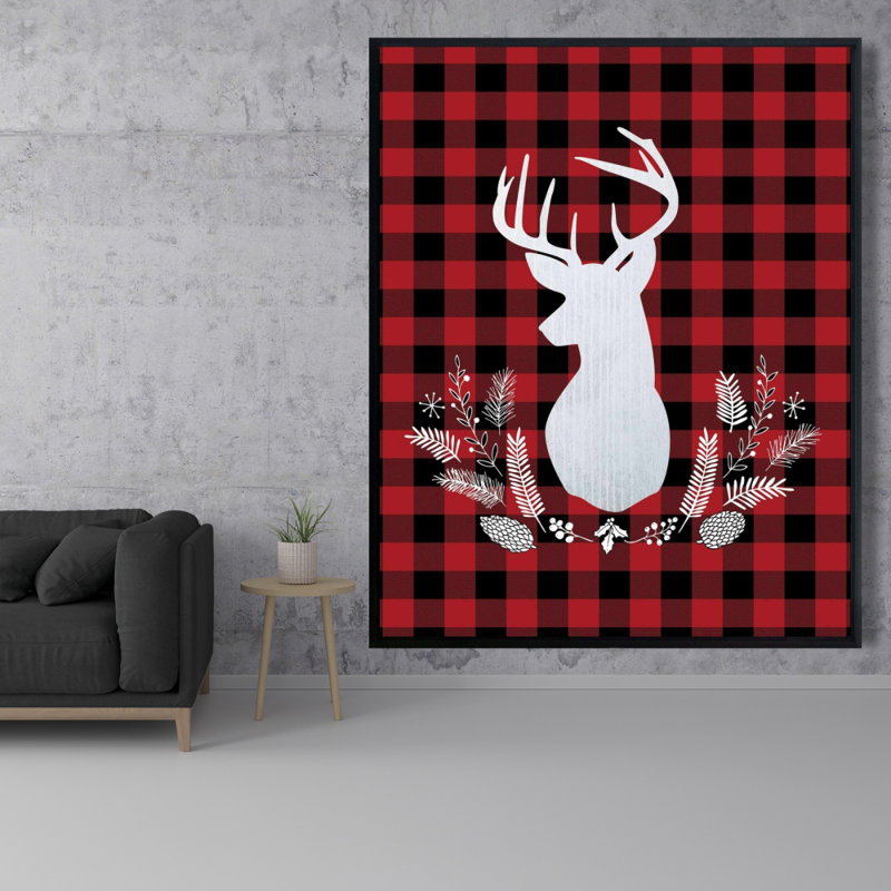 Deer Plaid Print On Canvas
