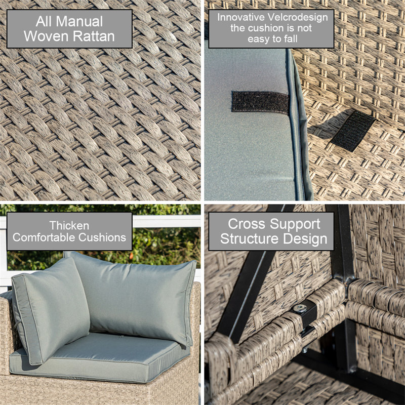 Ensemble de meubles de patio 5 pièces, Beige / gris