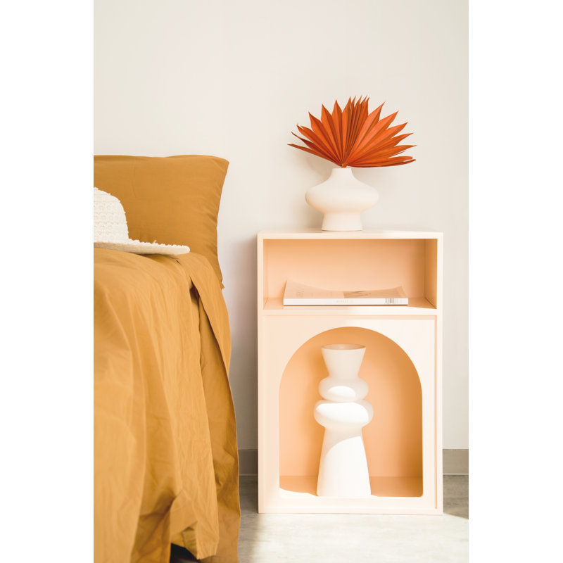 Powellville 39cm W Solid Wood Bedside Table, Beige