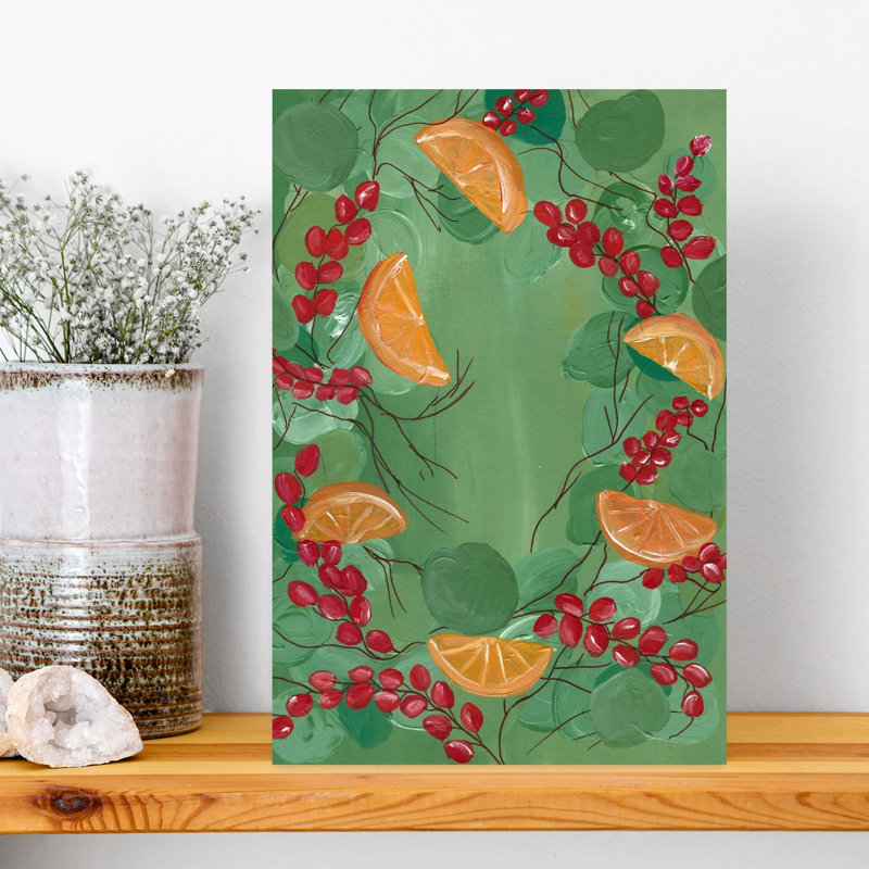 Festive, orange, baie, couronne, rustique, vibrant, automne, art mural, H 18 po x l 12 po