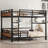 Queen Over Queen Metal Bunk Bed/Metal Loft Bed,Separable Bunk Beds,With Raised Security Fence,Walnut Color-1435645997