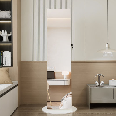 Freestanding 360°Swivel Jewelry Cabinet With Full Length Mirror