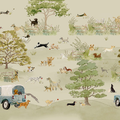 Sophie Allport Dog Walking Hambleton Sage Fixed Size Mural