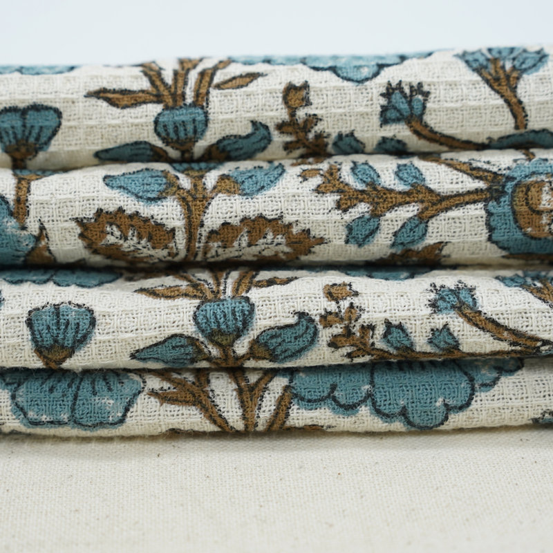 Floral Hand Block Print Waffle Hand Towels - Elevate Your Bathroom with Unique, Artisan Towels 17X32 (Sun Flower), Brown