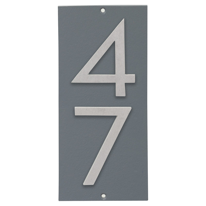 Plaque d’adresse murale sur 1 ligne flottante, Gris, Aluminium brossé, Oui
