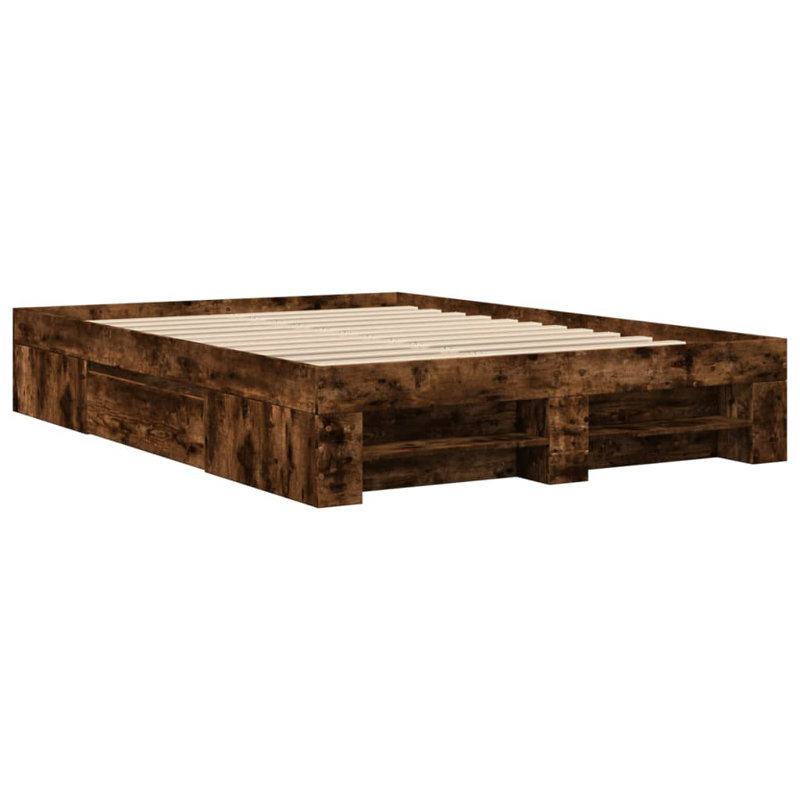 Abhijith Drawers Bed Frame, Small Double (4'), Smoked Oak
