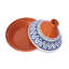 Tajine marocain suprême Kamsah - grand 5,5 pintes, céramique peinte à la main bleue-49531685-49531686