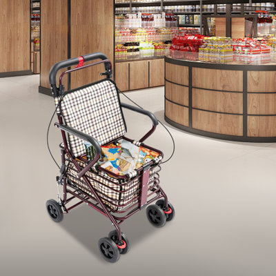 Trottoir roulant pliable pour les personnes âgées, chariot de rangement pour les personnes âgées avec siège, aide à la marche avec siège