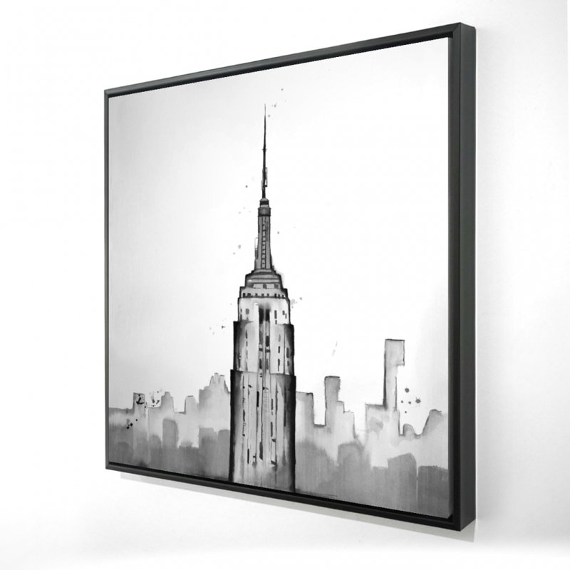 Empire State Building Canvas - Gray Framed Home Decor Art