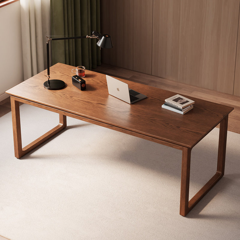 Bureau rectangulaire en bois massif noyer, 29.53" H x 70.87" W x 31.5" D