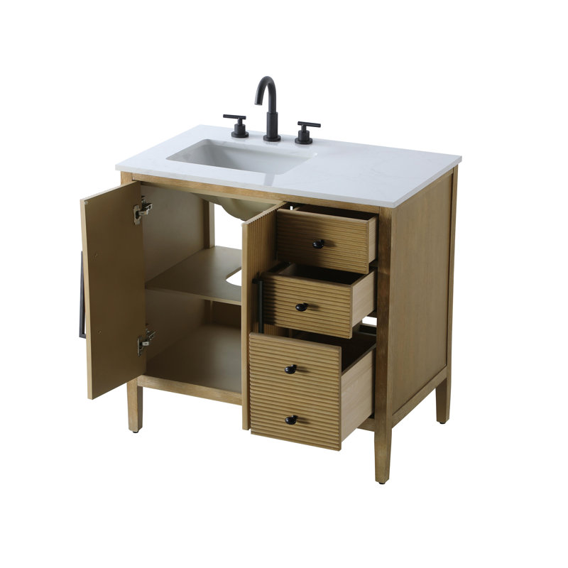 Meuble-lavabo simple 36 po, Lin chêne