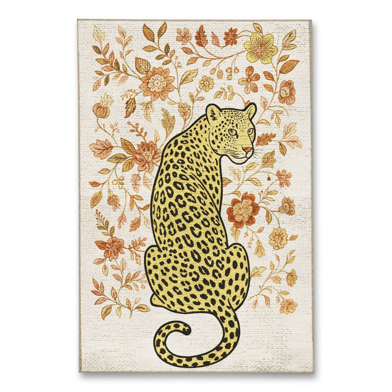 Tapis tissé crème à imprimé tigre Mosso, 2'4" x 3'11"