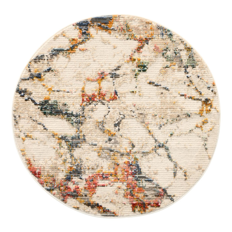 Abstract Caparro Rug, Round 4'1"