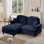 Canapé modulaire en L modulaire avec accoudoirs évasés et volants amovibles, jupes plissées et pieds fuselés, canapé-lit rembourré en chenille confortable avec repose-pieds mobile-1820378385