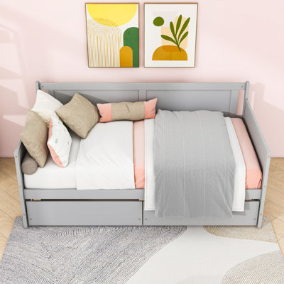 Twin Wooden Two Drawers Daybed with Slats