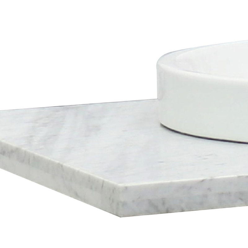 Plateau de meuble-lavabo double 61 "avec lavabo, Marbre de Carrare blanc
