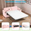 Canapé-lit convertible avec matelas double, 2 ports USB, 2 porte-gobelets, 2 poches latérales et 1 support pour téléphone