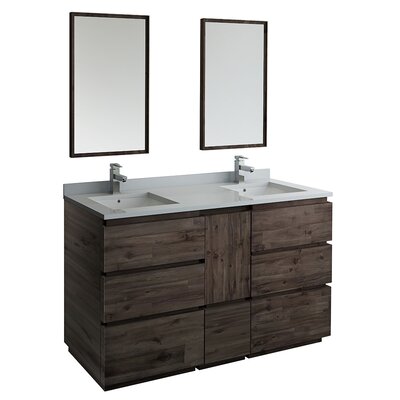 Loon Peak Formosa 60"" Free-Standing Double Sink Bathroom Vanity Set with Mirror (Faucet Not Included) -  Fresca, FVN31-241224ACA-FC