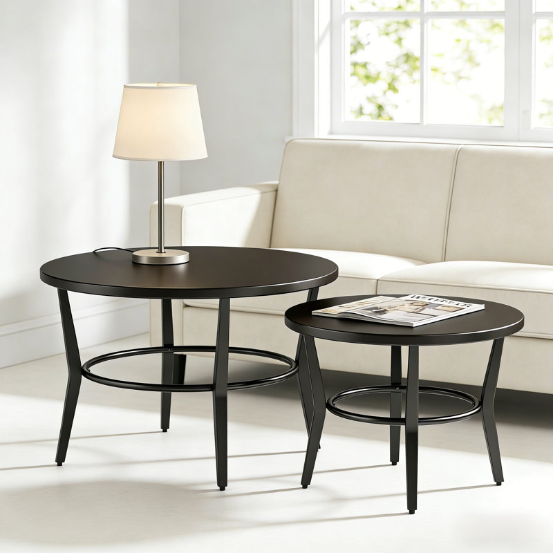 Contemporary Matte Black Nesting Coffee Tables (Set Of 2)